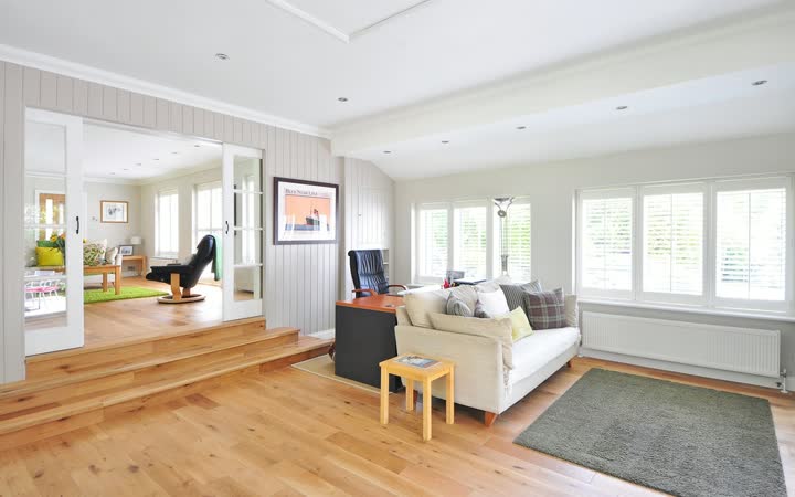 Bright, tidy living room after a residential clean